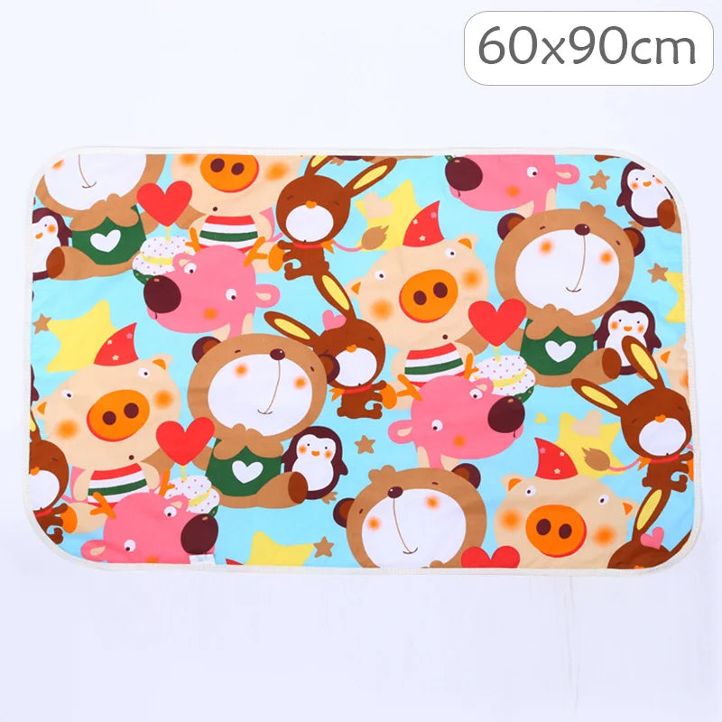 4 Size Baby Changing Mat Cartoon Cotton Waterproof Baby Sheet Changing Pad Table Diapers Urinal Game Play Cover Pet Mattress